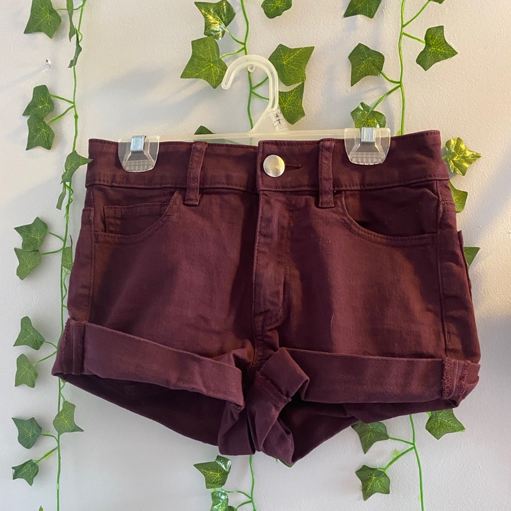 american eagle burgundy jean shorts